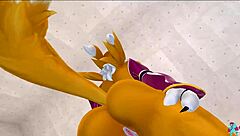 renamon stretches furry body in nsfw workout music flow