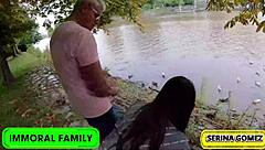 duck feeding flips to serina sucking swallowing dean's cream