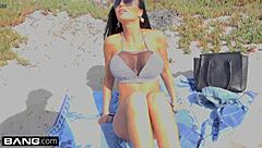 jasmine jae flashes pierced pussy tits beach public trio