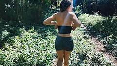 Hot teasing babe loses tight ass virginity outdoors full vid