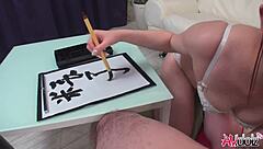 Renka Shimizu Sucks Cock While Writing Uncensored