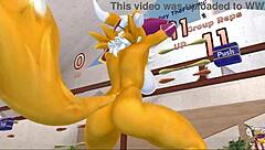 renamon stretches furry body in nsfw workout music flow