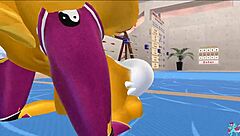 renamon stretches furry body in nsfw workout music flow