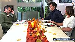 Milf takes all holes gangbang on thanksgiving