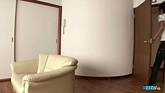 Skinny bitch screams as old stud drills her hard