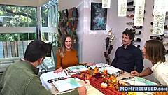 Milf takes all holes gangbang on thanksgiving