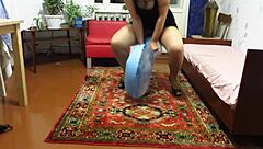 Milf looner blows up beach circles in fetish play