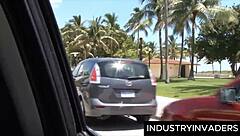 Roxy loves slurping cock in limo backseat