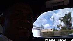 Roxy loves slurping cock in limo backseat