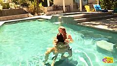 lesbian friends reunite with outdoor kisses and tight pussy play