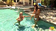 lesbian friends reunite with outdoor kisses and tight pussy play