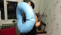 Milf looner blows up beach circles in fetish play