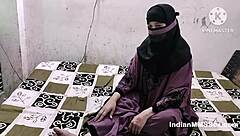 Horny Indian bhabhi in hijab takes rough creampie from husband doggystyle.