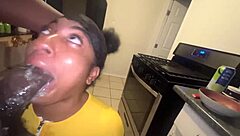 Hot ebony slut sucks monster cock sloppy in family drama bent over banging.