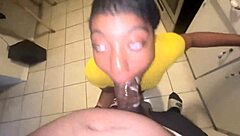 Hot ebony slut sucks monster cock sloppy in family drama bent over banging.