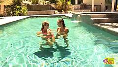 lesbian friends reunite with outdoor kisses and tight pussy play