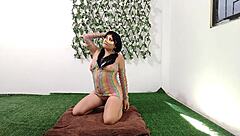 Excited newbie saritacoketa bends for big ass doggystyle pounding prepping double penetration