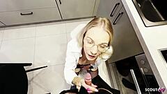 german blonde glasses teen kitchen anal creampie?