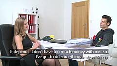 Blonde Agent FUCKS in STOCKINGS Office Casting