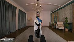 hey, skinny bronya in stockings moans through vr honkai star rail cosplay parody action