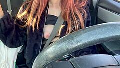 ITALIAN MILF ARTEMISIA FLASHES HUGE TITS ON SOLO CAR RIDE