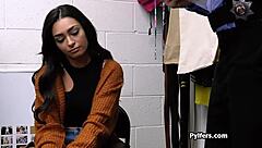 busted latina shoplifter trades blowjob for freedom with mall cop