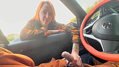 hey stranger girl caught my public car jerk flash shows boobs helps stroke