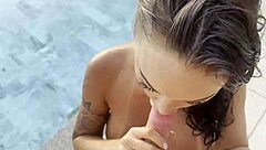 MONIKA FOX SUCKS RIMS AND TAKES GOLDEN SHOWER IN POOL AT SUNSET FREE!