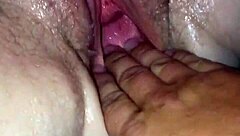 she spreads legs for sloppy wet hairy pussy licking session in casual play