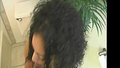 island ebony hottie showers sloppy blowjob fun