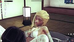 Blonde game babe in lingerie whipped then fucked hard