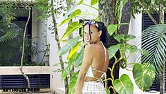 latina milks two cum loads pussy feet pool tulum paradise!