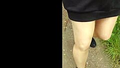 hey, flashing my pantyhose pussy on the cable car ride