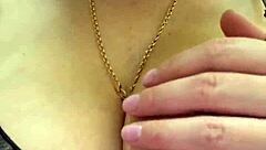 slutty milf flaunts big milky natural tits during steamy shower masturbation