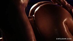 Oiled Milf Pussy Lips Spread in Sensual Anal Massage