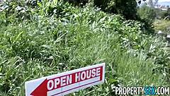 Stunning Agent Rides Cock Cowgirl Doggy in Open House Reality Fuck