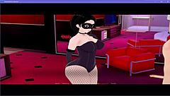 bdsm cartoon cosplay domination with footjob teasing oral handjob on big tits ass