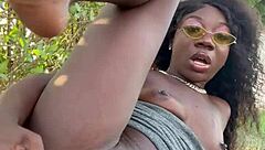 lola black fingers her wet pussy outdoors in homemade fun