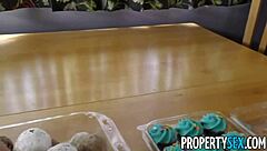 Stunning Agent Rides Cock Cowgirl Doggy in Open House Reality Fuck