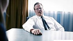 Old guy seduces strict young brunette