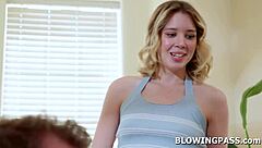 Blonde Teen Sucks Off Mature's Hung Boyfriend