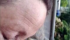 POV MATURE HOTWIFE CANDI ANNIE MILKS HUGE COCK POOLSIDE NUDIST SWALLOW