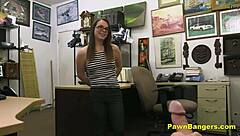 desperate brunette teen sucks cock and fucks for quick cash backstage