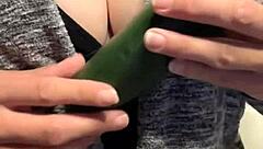 Milf Fingers Dripping Pussy With Cucumber To Explosive Squirting Climax