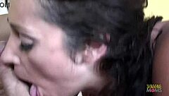 thick ass brunette milf rides cock to massive facial cumshot