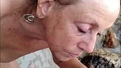 POV MATURE HOTWIFE CANDI ANNIE MILKS HUGE COCK POOLSIDE NUDIST SWALLOW