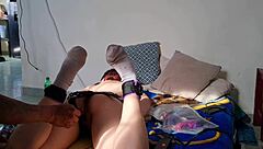 Blindfolded Hottie's Tight Pussy Teased Secretly