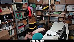 Burglar Caucasian teen 18+ caught stealing shoplifted into hardcore cowgirl doggystyle pounding perp4k