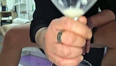 i jerk my big cock into glass pouring thick sperm pov orgasm