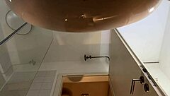 Big tits big ass blonde strips pantyhose miniskirt high heels bathroom